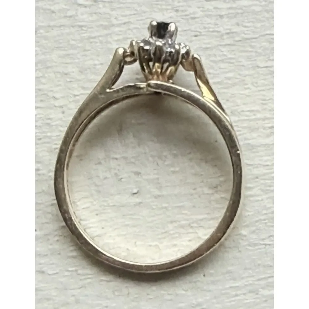 10K YELLOW GOLD MARQUISE CUT SAPPHIRE CZ HALO RING BYPASS WRAP BAND Magic Glo